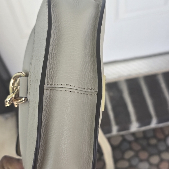 REBECCA MINKOFF DOG CLIP SADDLE BAG Leather Gray Gold Crossbody Messenger Purse - Picture 12 of 16